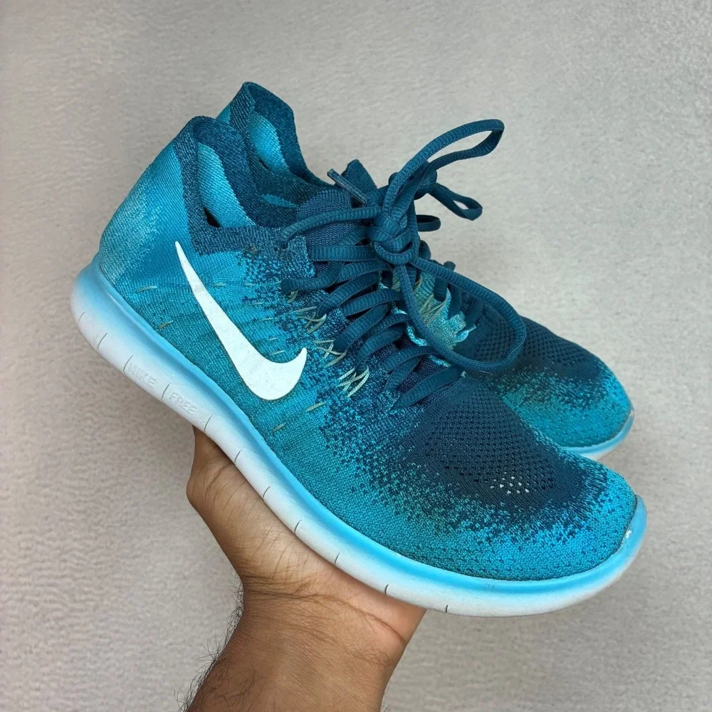 Nike Free RN Flyknit Running Shoes Men 7‎ Blue Lightweight Athletic 880843-400